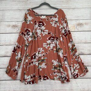 Hayden Los‎ Angeles Floral Tie Side Sleeve Blouse Women's Size 1XL Pink